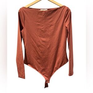 And Now This rust brown Bodysuit long sleeves Size Large